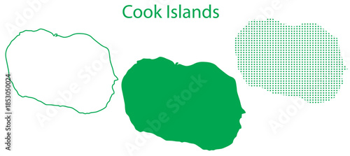 Cook Islands Map Vector Set, Polynesia Oceania Outline Silhouette Dotted Green Shapes, Cook Islands Country Infographic Template, Editable EPS Cook Islands Geography