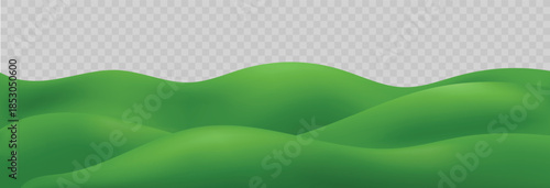 3d green hill and grass ground for landscape background or garden and playground eco vector design. Fantasy meadow and park scene for summer or spring banner with nature element. Kid outdoor podium