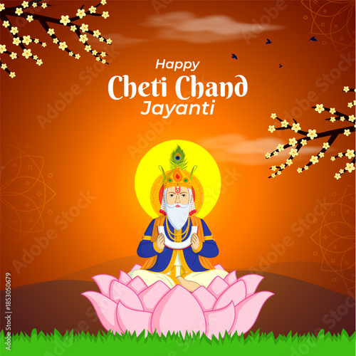 Vector illustration of Happy Cheti Chand Jayanti social media template