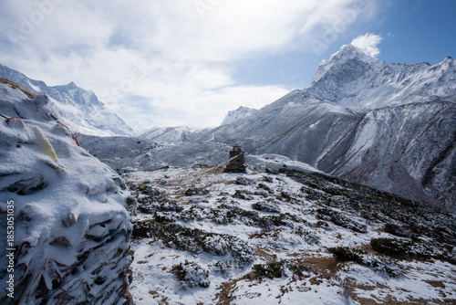 Landscape from Pheriche town area, EBC trekking, Periche pass, Nepal