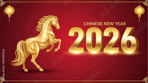 Golden horse for chinese new year 2026 celebration