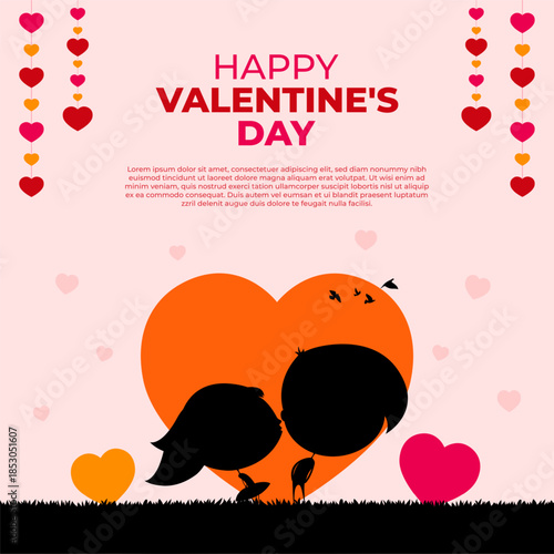 Vector illustration of Happy Valentine's Day social media template