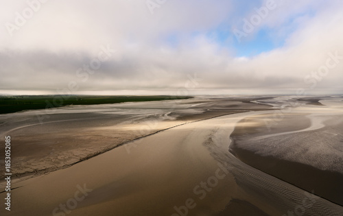 Tidal Sandbanks and Water Channels in Mont Saint-Michel Bay, Normandy, France