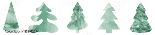 Watercolor Christmas tree icons