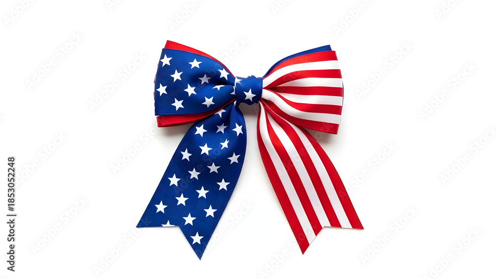 Fototapeta premium A decorative bow featuring the iconic American flag pattern with stars and stripes