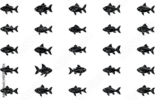 Fish icon vector set isolated on white background. food illustration sign collection