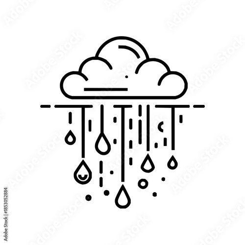 Cloud with rain line icon illustration for weather forecast and climate change, very detailed
