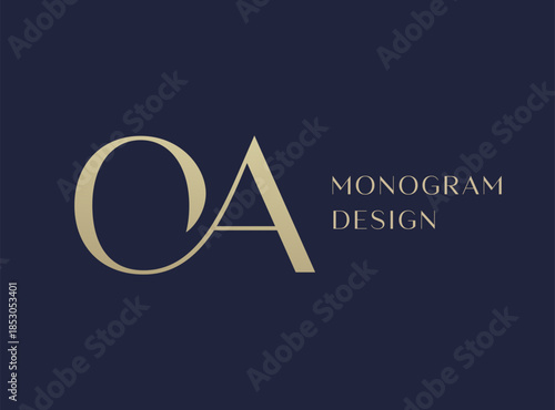 OA letter logo icon design. Classic style luxury initials monogram.