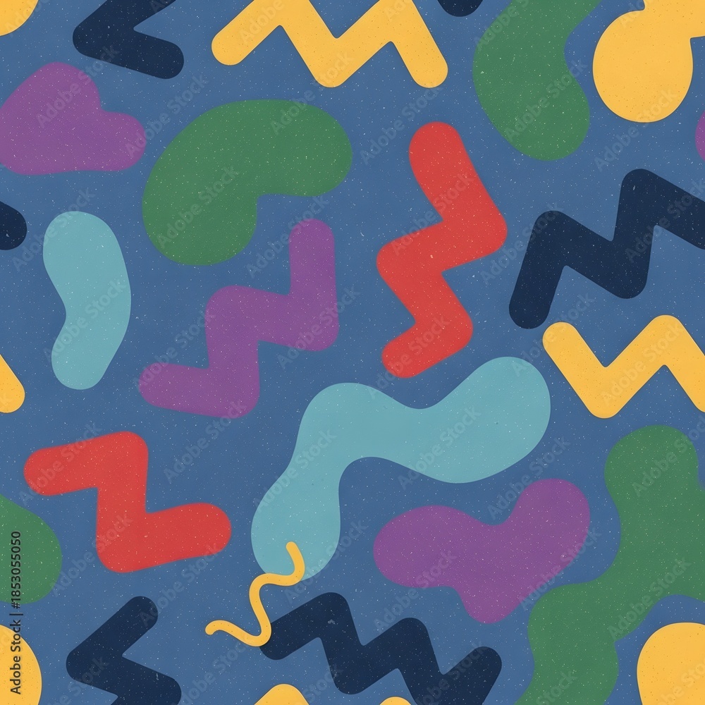 Fototapeta premium Postmodern Abstract Vector Seamless Pattern Grainy Texture and Muted Jewel Tones