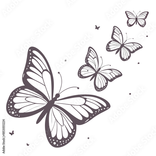 Butterflies drifting downward slowly subtle shadows