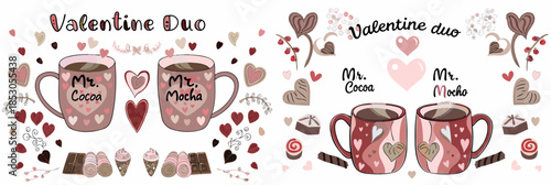 Valentine's Day coffee mugs and sweet treats