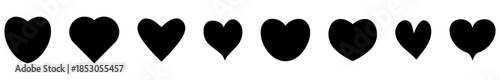 Set of black heart icons