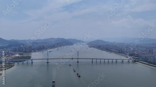 Wallpaper Mural Aerial Bridge over Xijiang River, Zhaoqing, Guangdong Province, China Torontodigital.ca