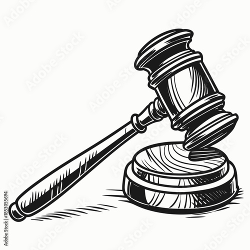 Black and white of wooden gavel on block judge's gavel 1
