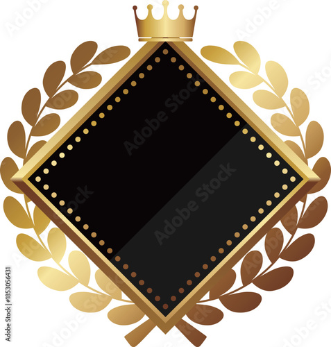 高級感のある菱形のフレーム　ブラック＆ゴールド