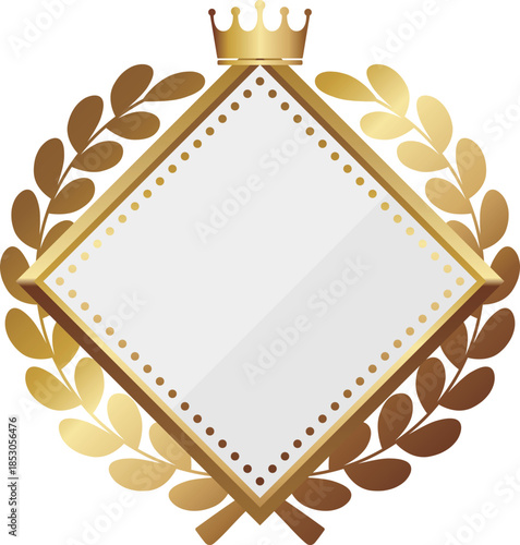 高級感のある菱形のフレーム　ホワイト＆ゴールド