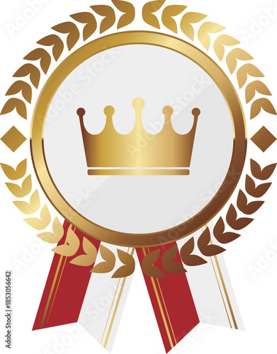 高級感のある王冠のエンブレム　ホワイト＆ゴールド