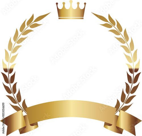 高級感のある王冠のエンブレムフレーム　ゴールド