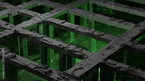 Abstract Digital Interconnected Lattice Structure Representing Cyber Network and Big Data Infrastructure