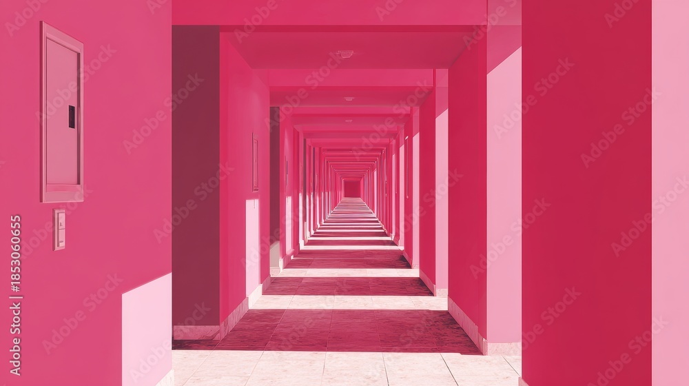 Fototapeta premium Pink corridor from falling numbers 
