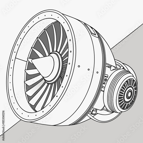 Turbine engine with fan blades and compressor jet engine