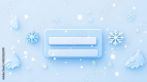 Winter scene with snowflakes and a credit card on a light blue background