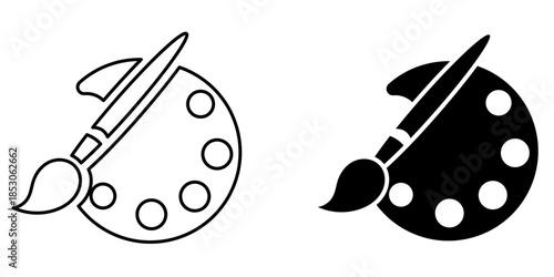 Paint palette and brush icons