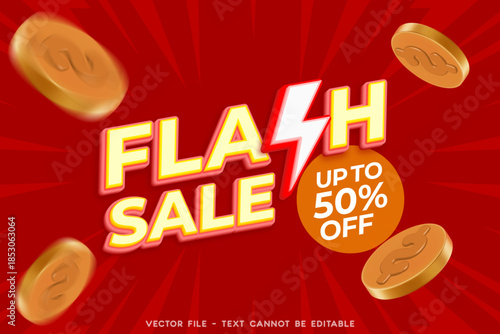 Flash sale poster or banner with Flash icon