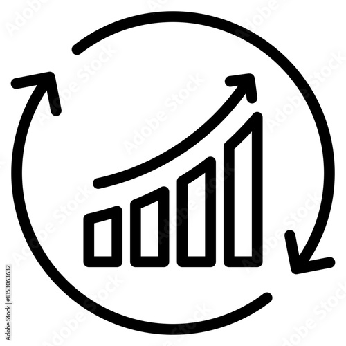Continuity icon in vector illustration downtime, plan, resilience, acceptable, strategy, continuity etc. Simple modern line style for apps, reports, and digital dashboards.