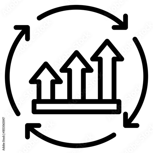 Continuity icon in vector illustration downtime, Containing capability, organization, delivery, product management, acceptable, fol. Simple modern line style for apps, reports, and digital dashboards.