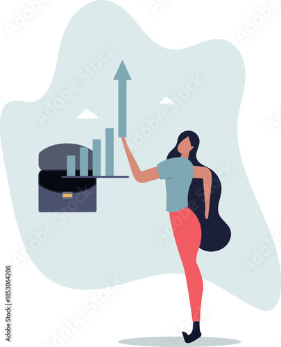 Growth or improvement, increase sales or revenue raising, growing business or develop marketing plan to help gain more profit concept.Life and employment of people.