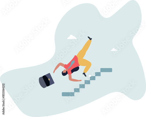 Business risk, mistake or failure, challenge or problem and difficulty, accident causing bankruptcy concept.Life and employment of people.