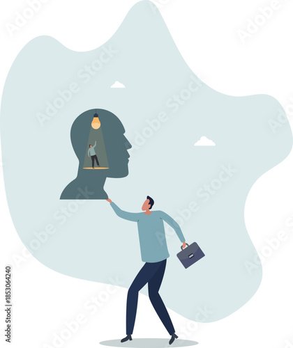 Intelligence thinking, wisdom or intuition in genius brain, creative mindset or emotional intelligence, smart thinking or psychology concept.Life and employment of people.