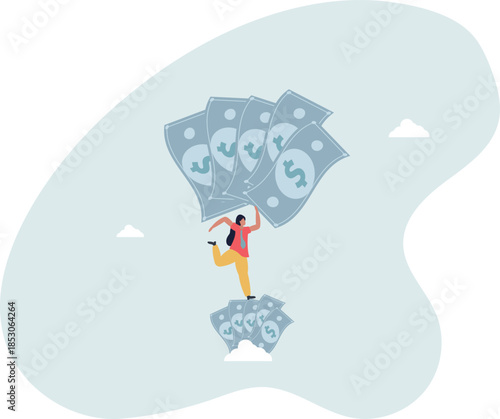 Earn money make profit from investment, savings, income or salary increase, get rich and earn more wealth concept.Life and employment of people.