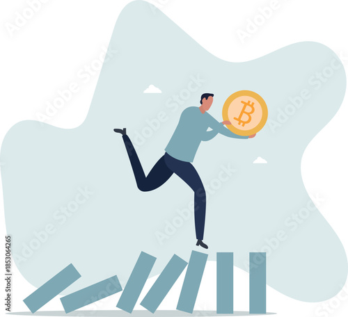 Stop loss or cut loss from Bitcoin and cryptocurrency collapse, trader technical analysis, escape or avoid investment risk.Life and employment of people.