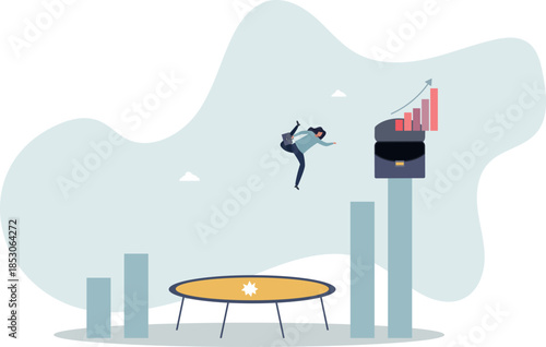 Business challenge, revenue rebound and recover from economic crisis or earning and profit growth jump from bottom concept.Life and employment of people.