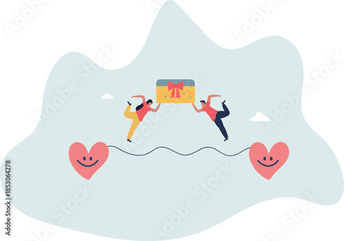 Valentine's Day and a couple with a gift