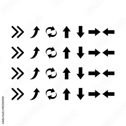 Multi-Directional Arrow Icon – Up Down Left Right Refresh Curved Symbol