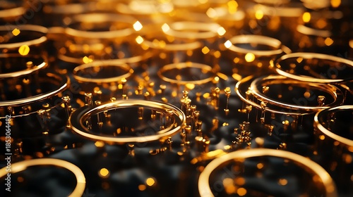 Wallpaper Mural Close up of golden rings reflective surface artistic lighting abstract design Torontodigital.ca