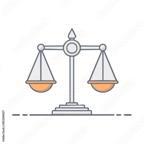 Balanced scales of justice emblem represents fairness equality and legal principles used in law court systems
