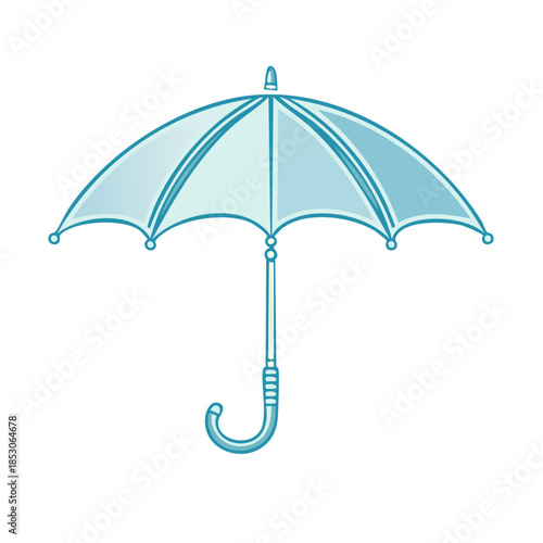 Open Light Blue Umbrella Illustration for Weather Protection and Rainy Season Needs on White Background