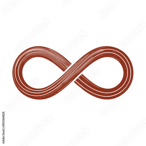 Infinity symbol art with a textured brushstroke rendering in brown creating a sense of endlessness and flow representing eternity concept.