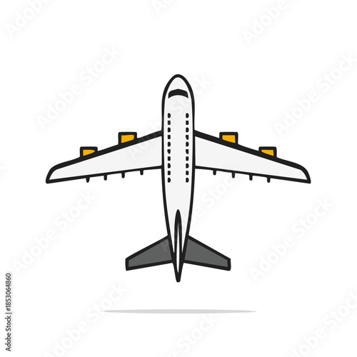 Commercial Airliner Flies Overhead in Line Art Simple Design Aircraft Icon