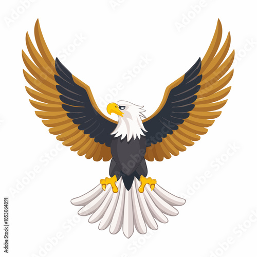 Majestic Eagle Emblem: A powerful and captivating eagle with wings spread wide, showcasing strength and freedom, set against a simple backdrop.