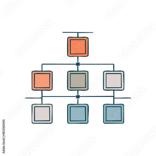 Hierarchical Structure Chart Illustrative Organization Diagram Networking Concept