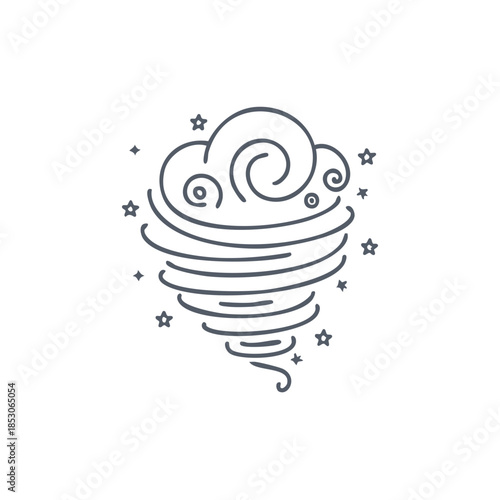 Whirlwind Tornado Vortex Cloud Illustration Swirls Twirls Stars Design Element Line Art Clean Weather Pattern Weather Disaster