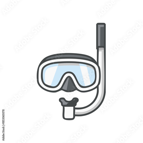 Diving Mask and Snorkel Illustrated for Aquatic Adventures Underwater Exploration Recreation Activities
