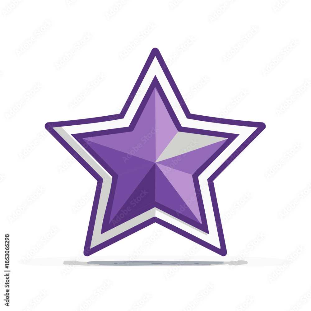 Obraz premium Violet Star Icon: Modern Low Poly Style with Shaded Contours, Simple Award Symbol for Apps or Game Design
