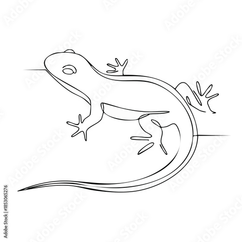 Minimalist Lizard Outline Gracefully Crawling a Thin Line: Clean and Simple Reptilian Design
