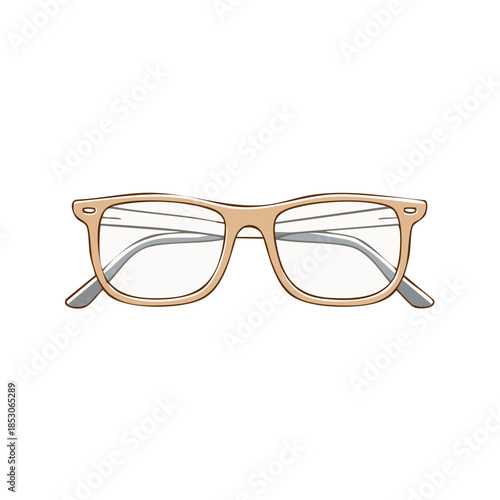 Eyeglasses with Beige Frame and Clear Lenses Classic Rectangle Shape Accessory for Vision Correction and Style
